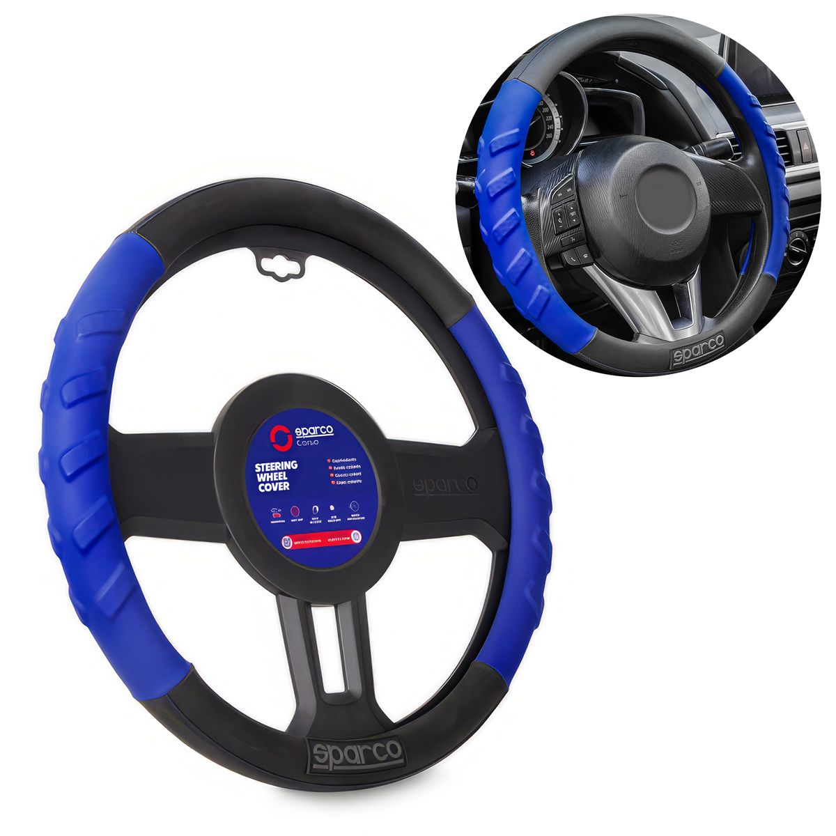 SPARCO - Cubre Volante Sparco Deportivo Ergonomico Azul Auto