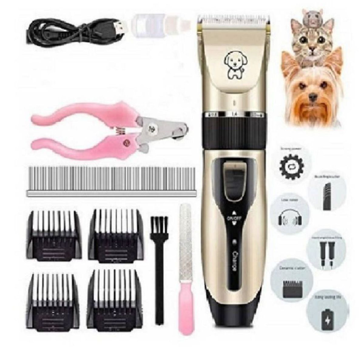 GENERICO - Kit Maquina Cortador De Pelo De Mascota Inalambrica