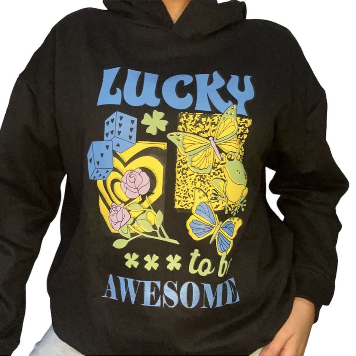 ENGELL - Polera Oversize Lucky Negra