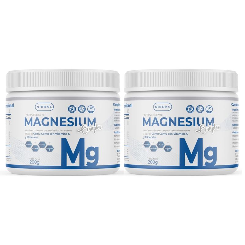 NIBRAY - Cloruro Magnesio Potasio Calcio y Vitamina C Pack x2 Magnesium Complex