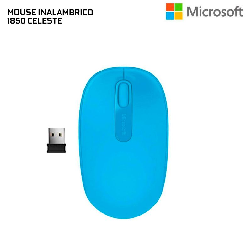 MICROSOFT - Mouse óptico inalámbrico Microsoft 1850 1000dpi USB 24GHz Celeste