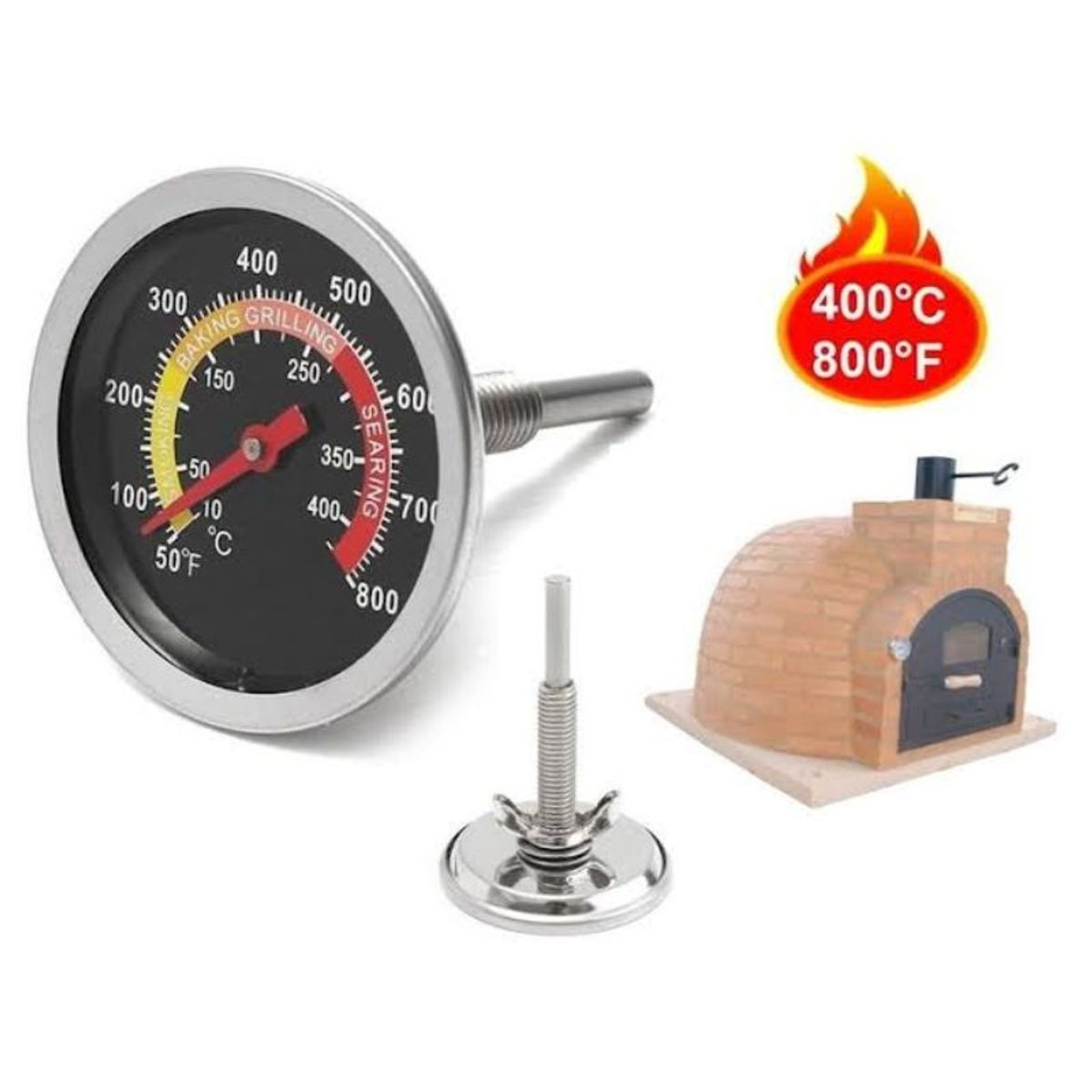 GENERICO - Termómetro para Caja China Horno de Barro y Parrillas