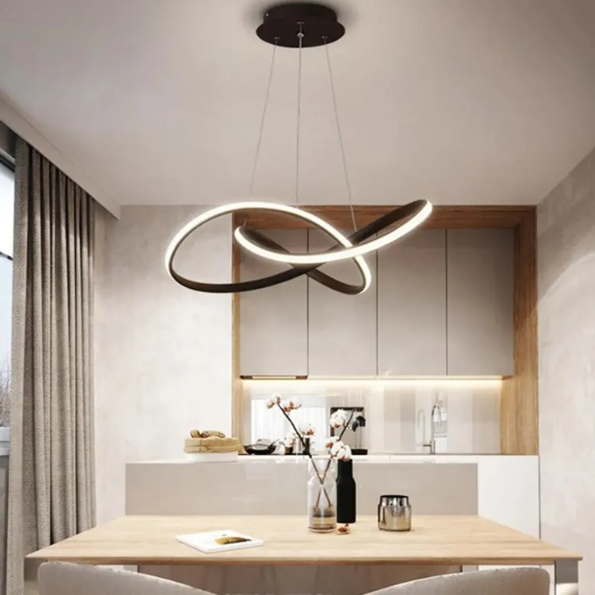 GENERICO - Lampara colgante infinito negro incluye control remoto