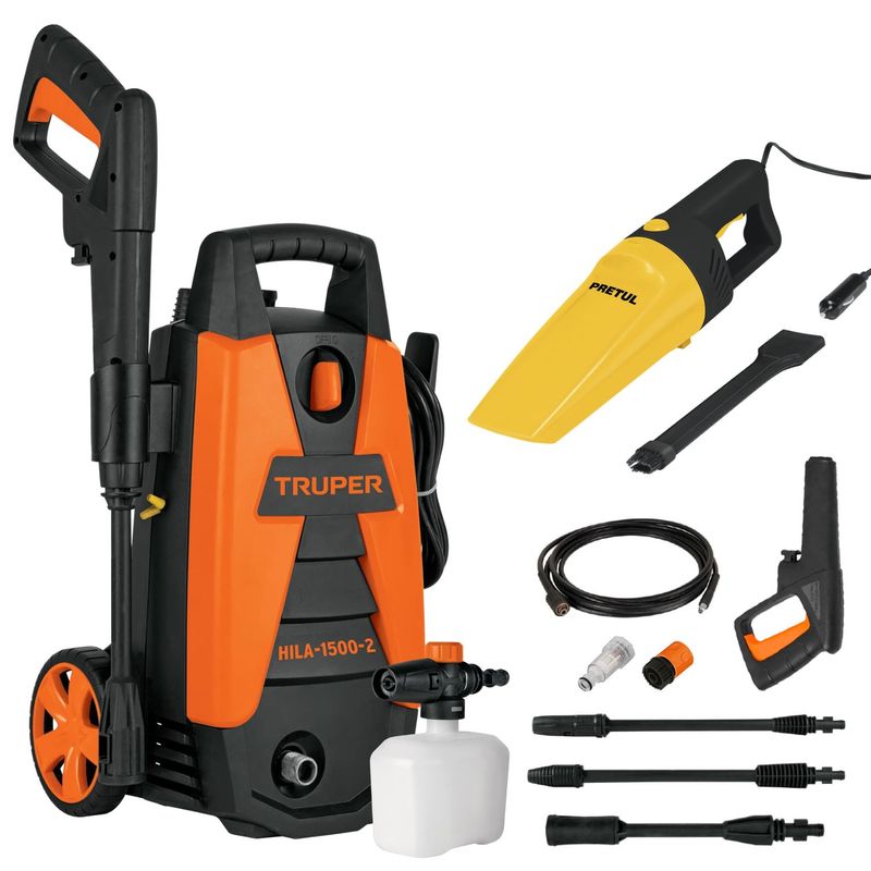 TRUPER - Hidrolavadora 1500 Psi Truper + aspiradora para auto 12v