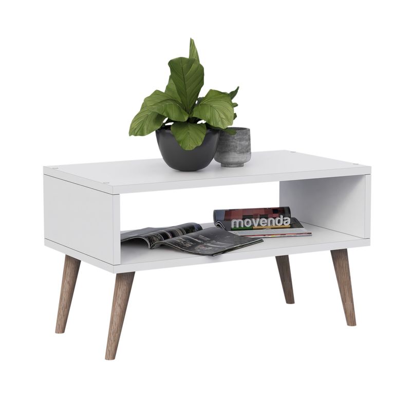 MOVENDA - Mesa de Centro Hortensia patas de madera Movenda Blanco