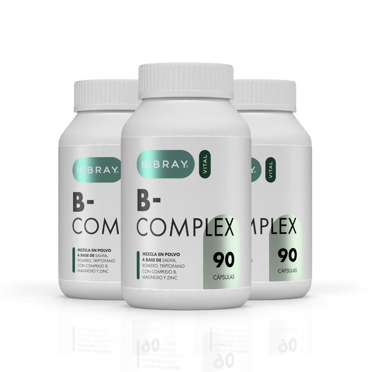 NIBRAY - Complejo B con Triptofano Magnesio y Zinc Pack 3 Frascos Nibray Vital