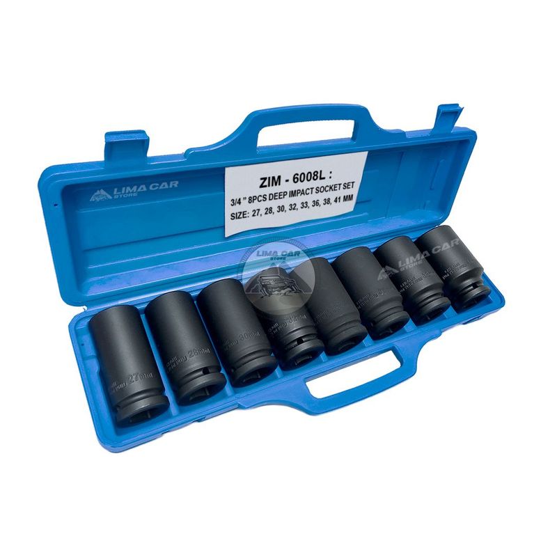 GENERICO - Maleta 8 dados de impacto tubulares 3/4" 27-41mm Tooltech Taiwan