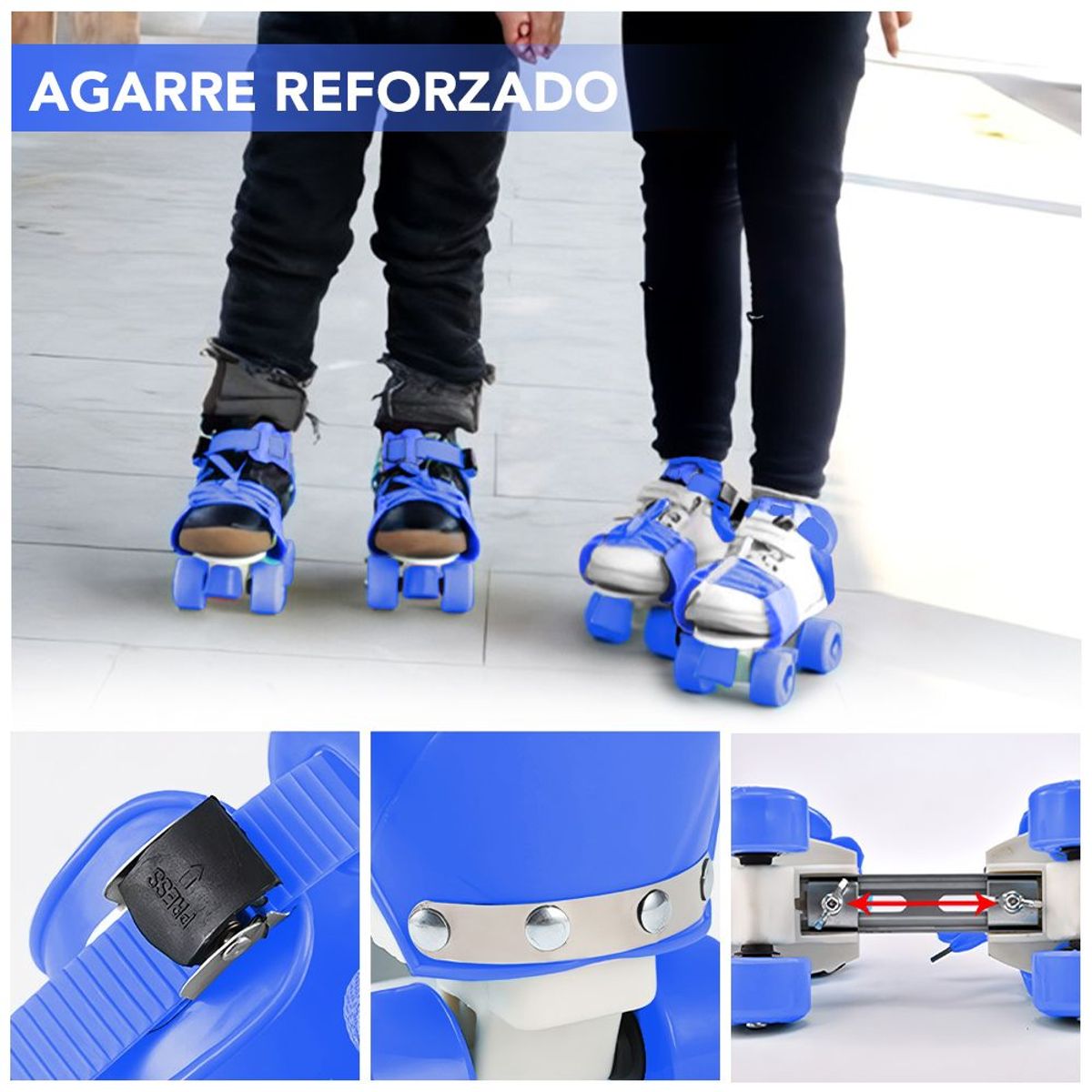 KELLER - Zapatos Patines de 4 Ruedas Ajustable para Niños HL2 Azul
