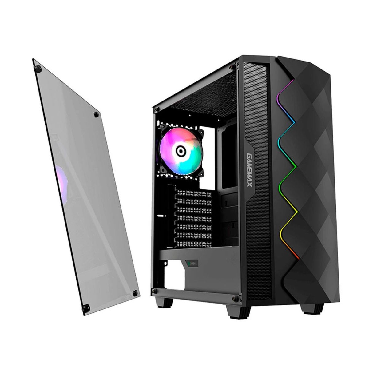 GAMEMAX - Case Gamemax Black Diamond a361 Sin Fuente Vidrio Templado