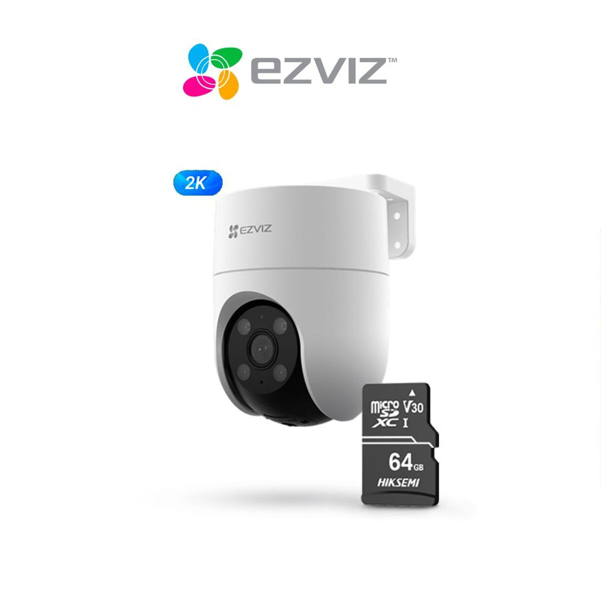 EZVIZ - Cámara Inalámbrica WiFi PT H8C Para Exteriores 2k  MicroSD 64GB - Ezviz