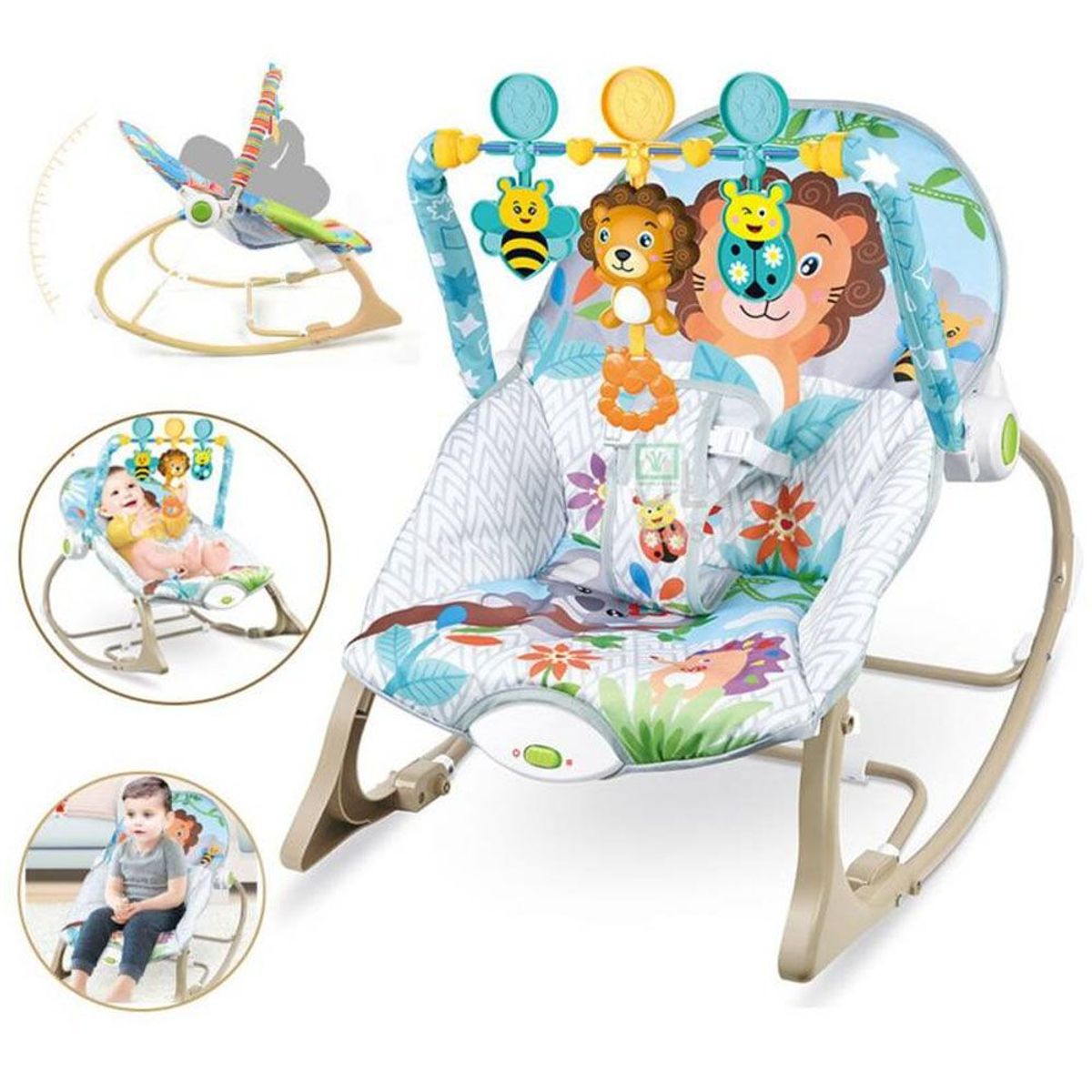 IDEAL - Silla Mecedora Vibradora Musical Rocker León y Toys
