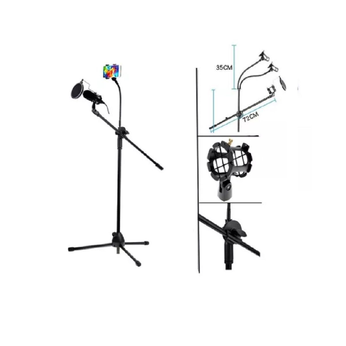 SEISA - Parante micrófono profesional ajustable con Clips para celular NB202