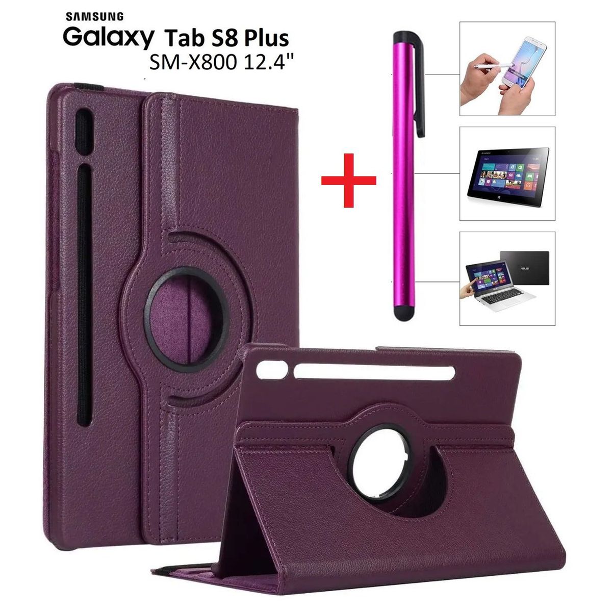 GENERICO - Funda Case 360° + Lapiz Optico para Samsung Tab S8+ Plus 12.4 SM-X800