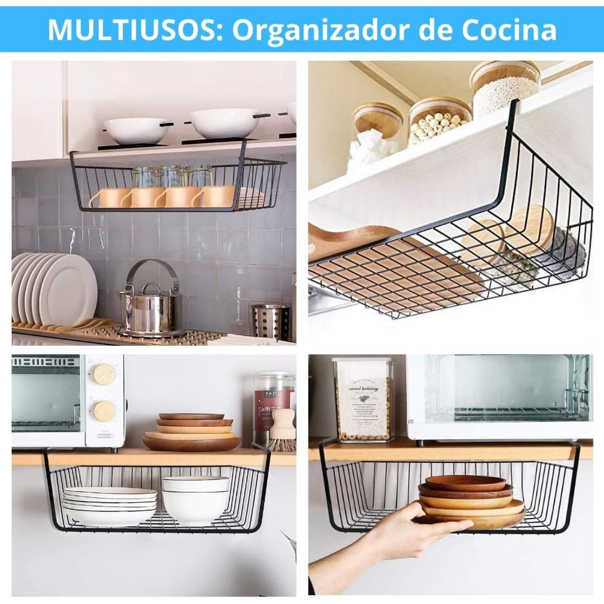 MINARI - Canasta Organizador Colgante Almacenamiento Cocina Negro 228C