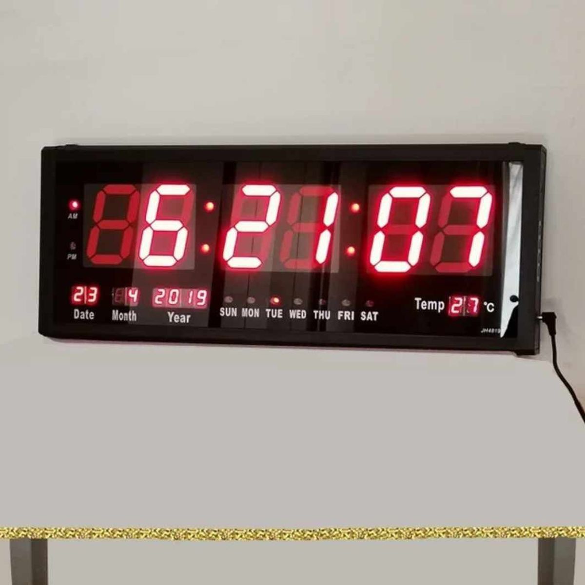 GENERICO - Reloj Digital 59x22cm GRANDE de Pared de Negocio con Calendario Fecha