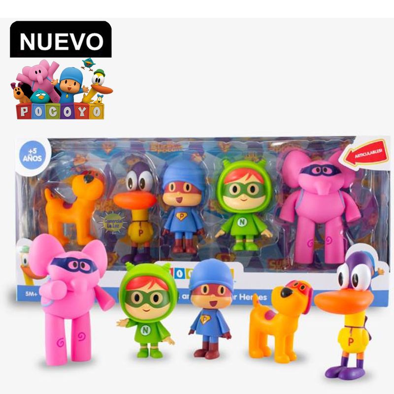 POCOYO - Set De Pocoyo y Superhéroes X5 Coleccionables