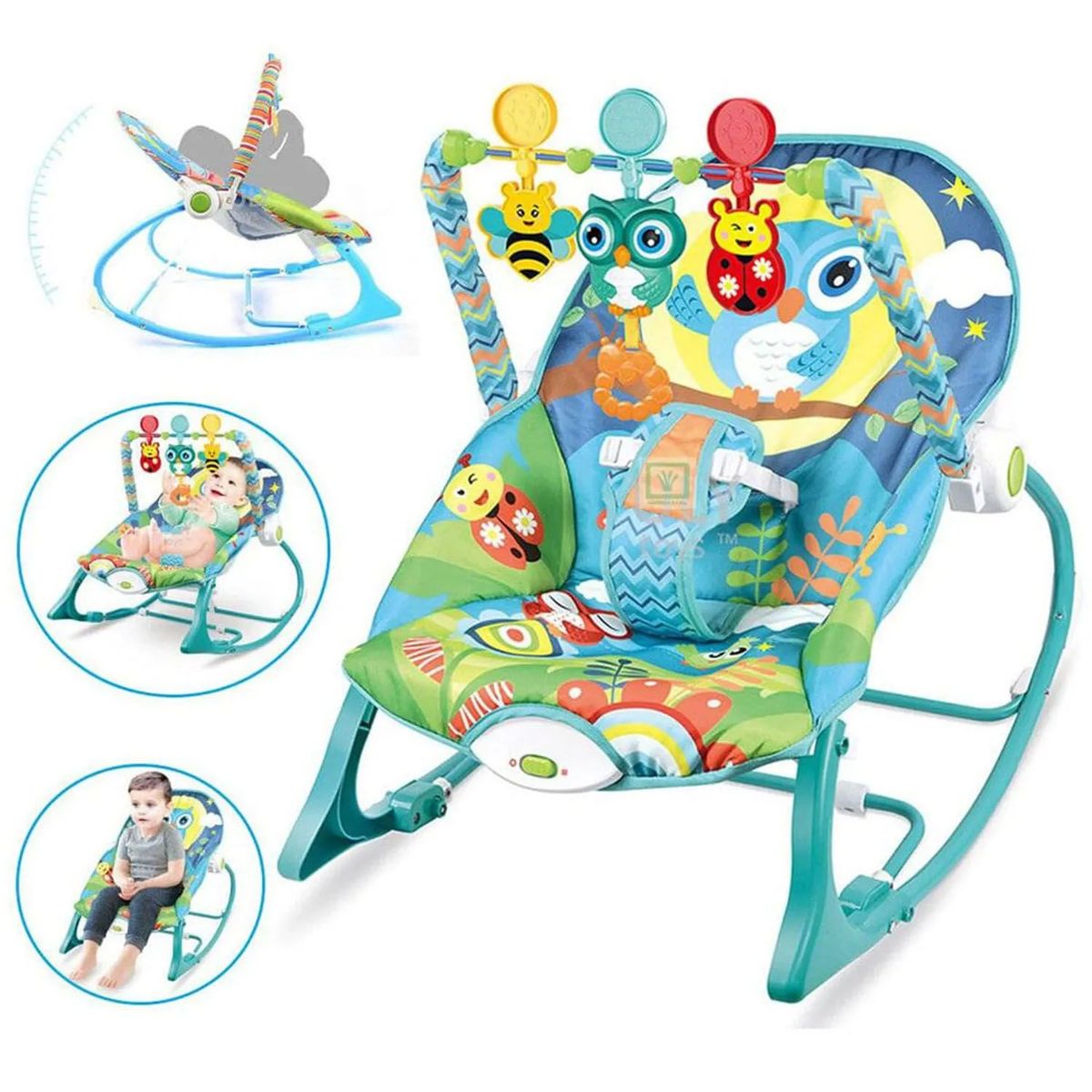 GENERICO - Silla Mecedora Vibradora Musical Rocker Búho