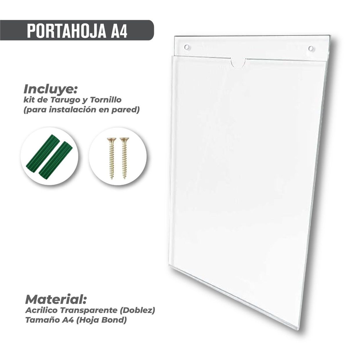 OEM - Portahoja de Acrilico A4 para Pared -  Vertical
