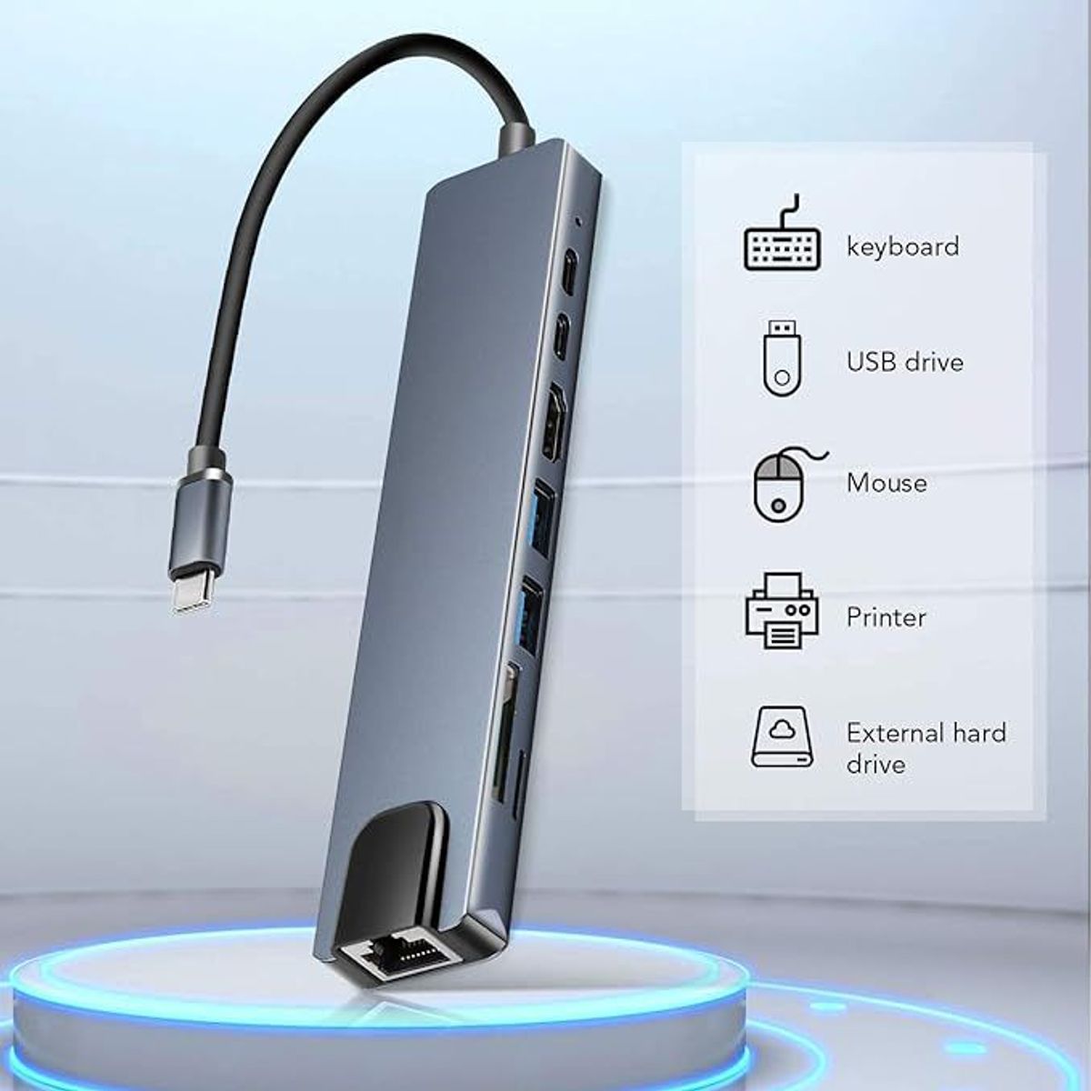 GENERICO - Hub Usb C Adaptador Multifuncional 8 En 1