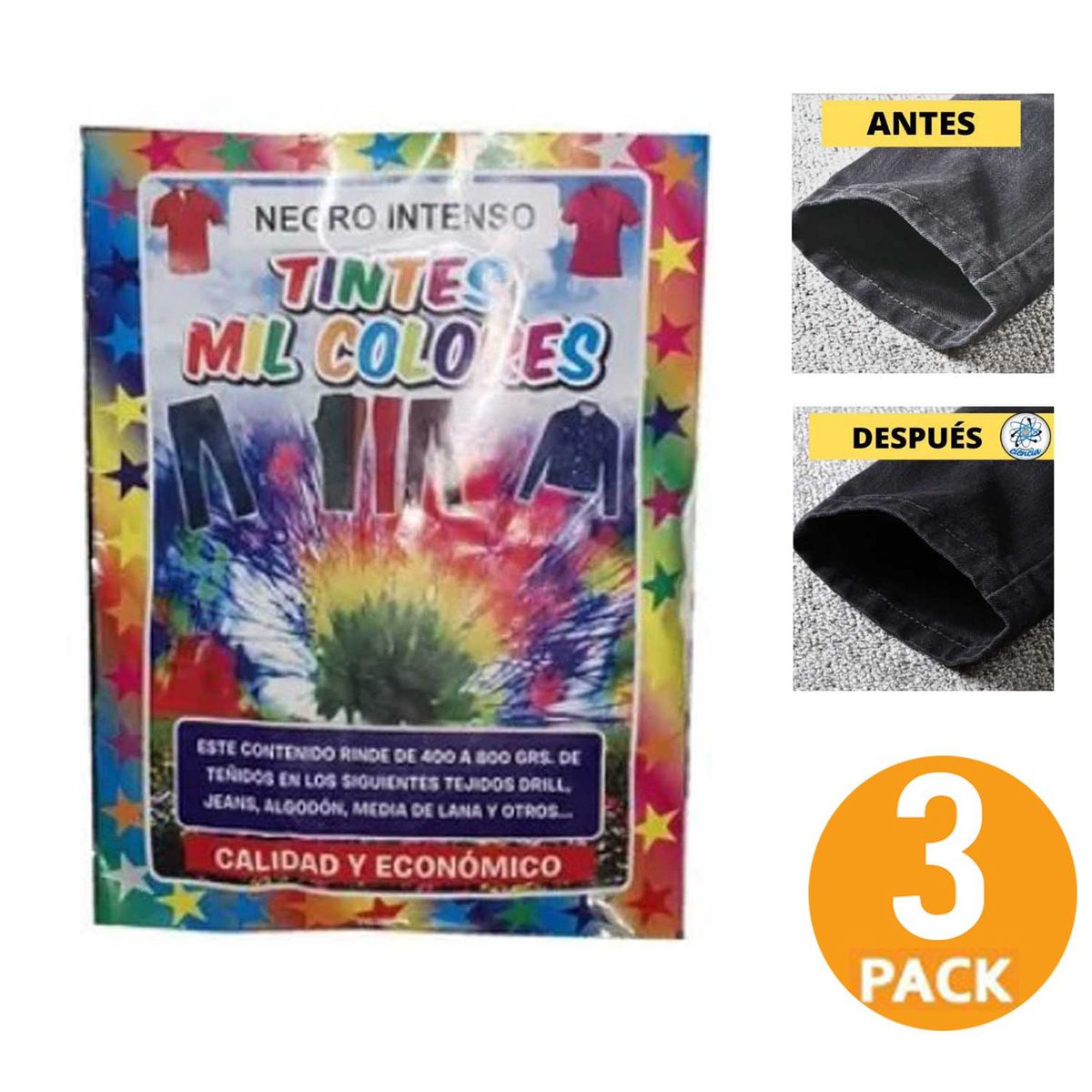 GENERICO - Tinte Para Teñir Ropa tela De Color Negro intenso