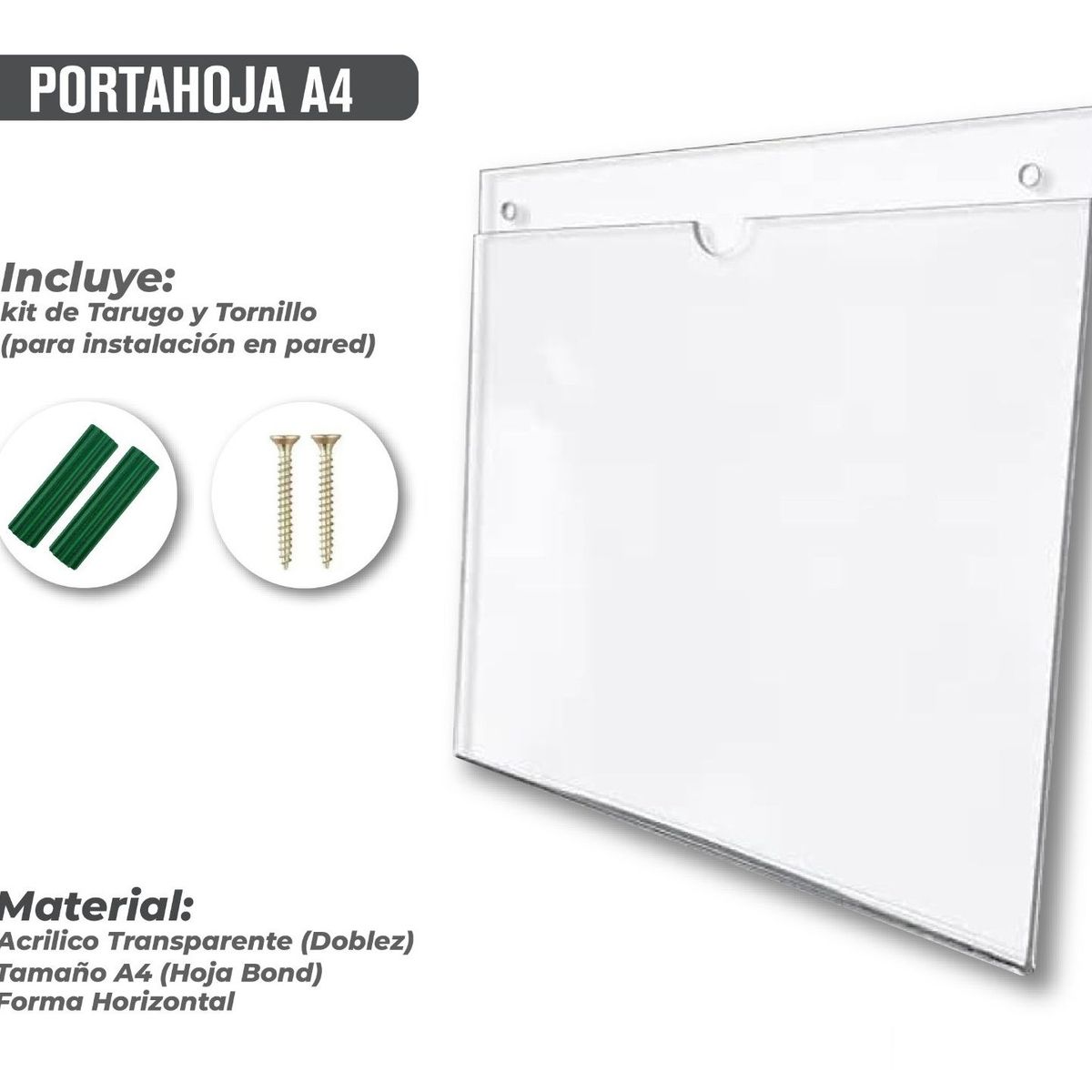 OEM - Portahoja de Acrilico A4 para Pared - Horizontal