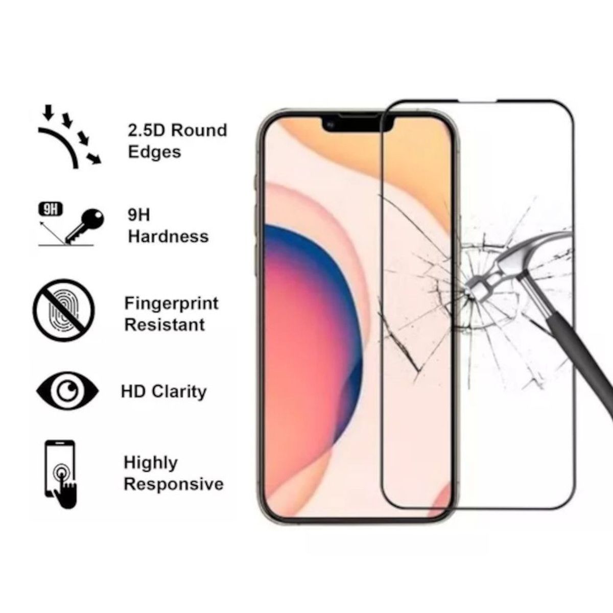 GENERICO - Protector de Pantalla para iPhone 13 Pro Transparente de Vidrio 10D