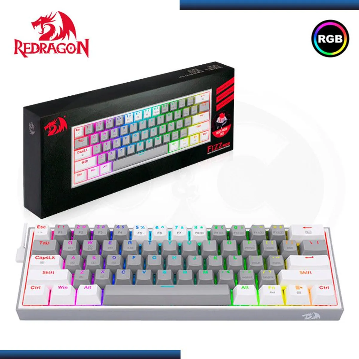 REDRAGON - Teclado Redragon FIZZ PRO K616-RGB-GW Wireless English GREYWHITE.