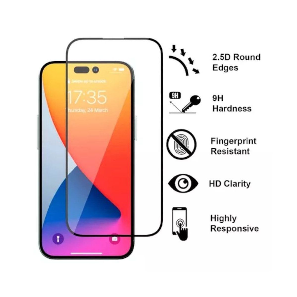 GENERICO - Protector de Pantalla para iPhone 14 Pro Transparente de Vidrio 10D