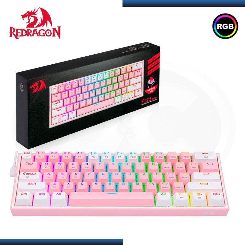 REDRAGON - Teclado Redragon FIZZ PRO K616-RGB-PW Wireless PINKWHITE