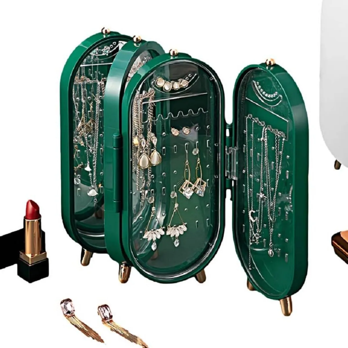 GENERICO - Joyero Organizador Acrílico Plegable Para Joyas Verde