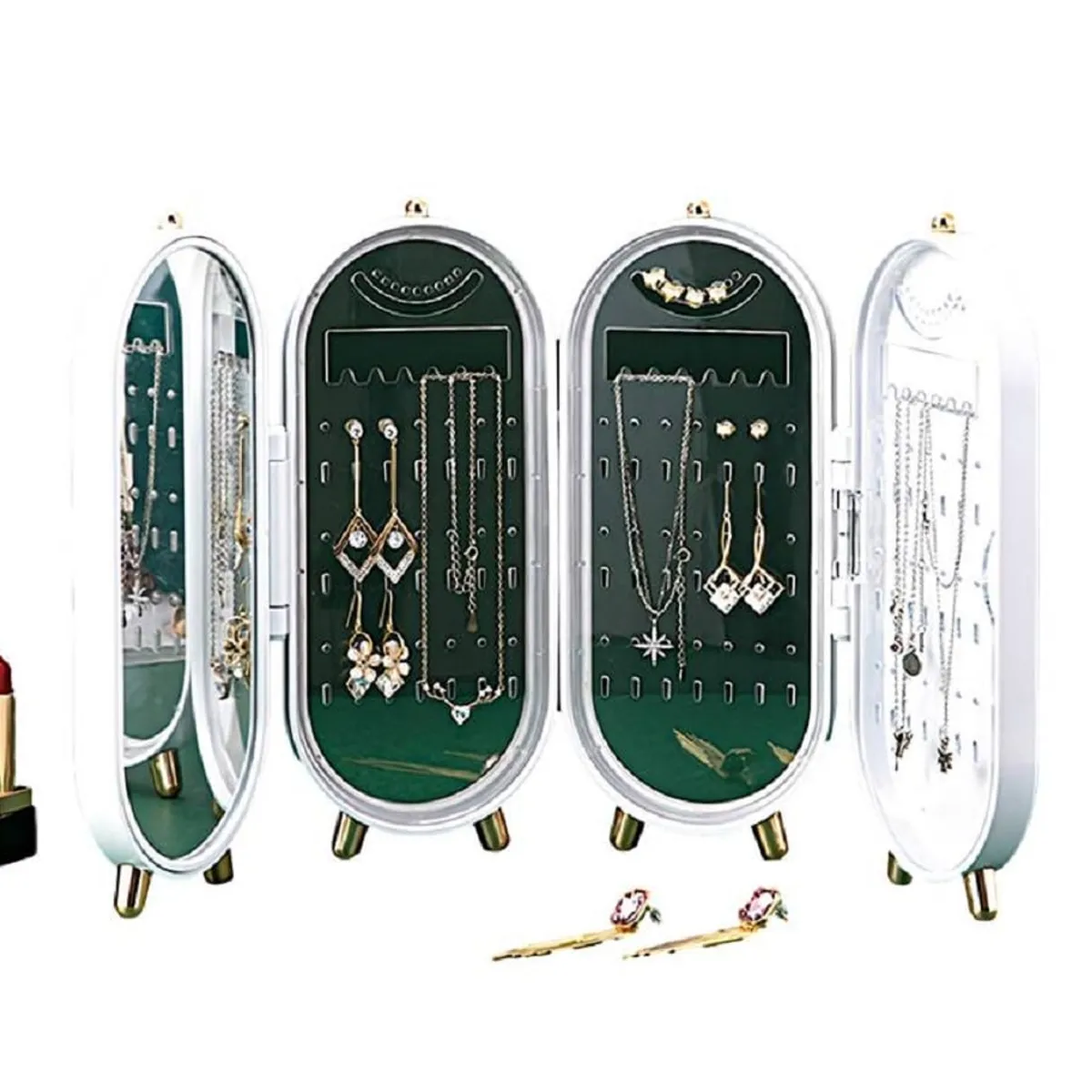 GENERICO - Joyero Organizador Acrílico Plegable Para Joyas Verde