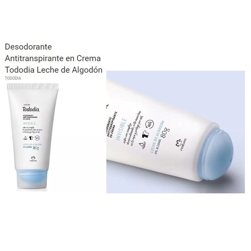 NATURA - tododia desodorante en crema leche de algodon natura