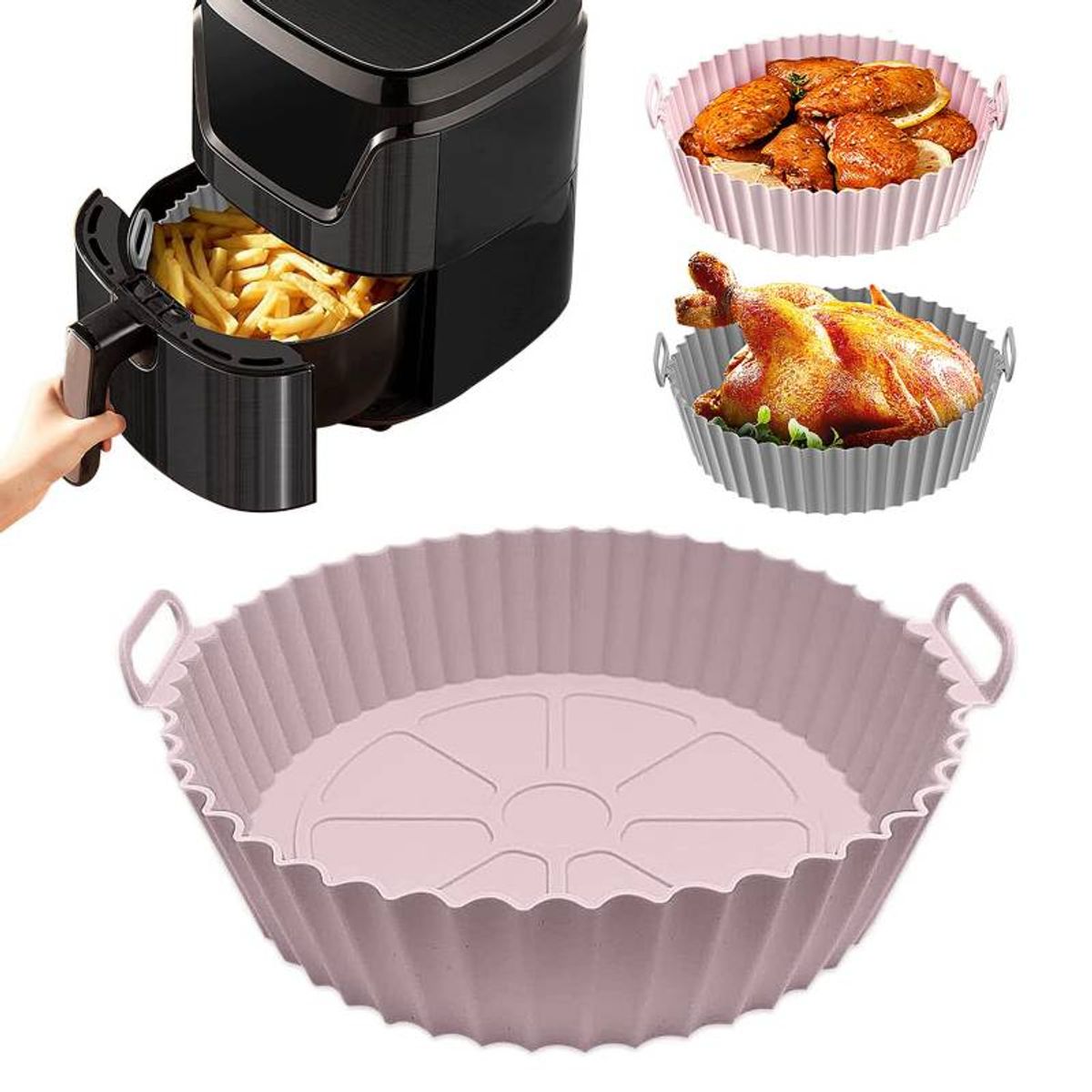 GENERICO - Bandeja Molde de Silicona Antiadherente para Freidora Aire Air Fryer