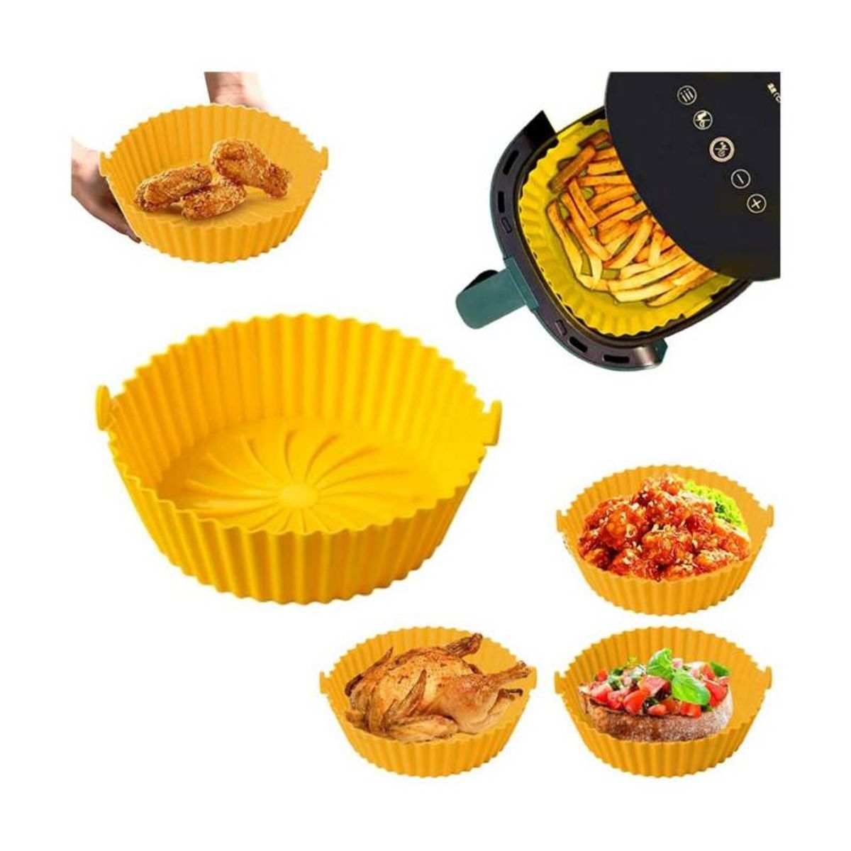 GENERICO - Bandeja Molde de Silicona Antiadherente para Freidora Aire Air Fryer