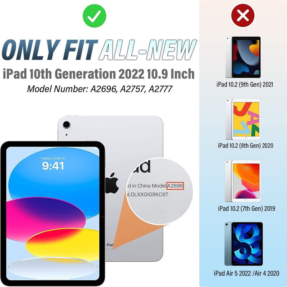 GENERICO - Funda Teclado Para iPad 10ma 11va Generación Touchpad Bt