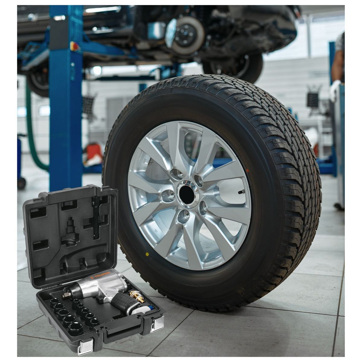 TRUPER - Kit llave de impacto neumático 1/2"P, 10 Dados 3/8" a 15/16"