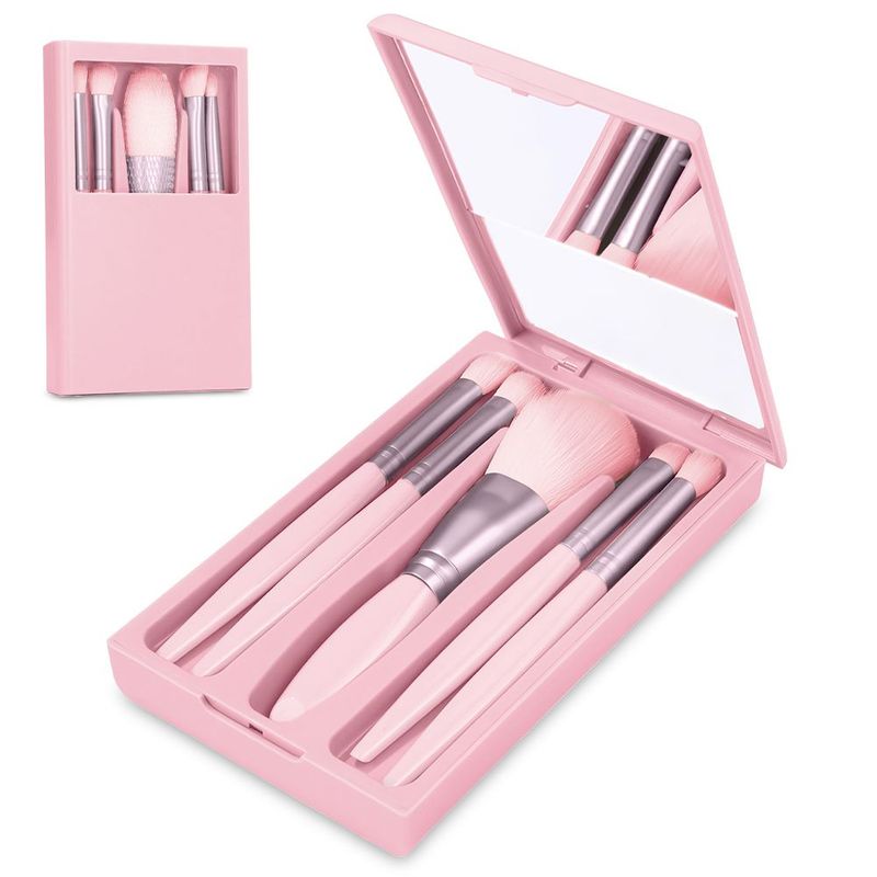 KELLER - Set Brochas de Maquillaje con Espejo Estuche Portátil B81 RS