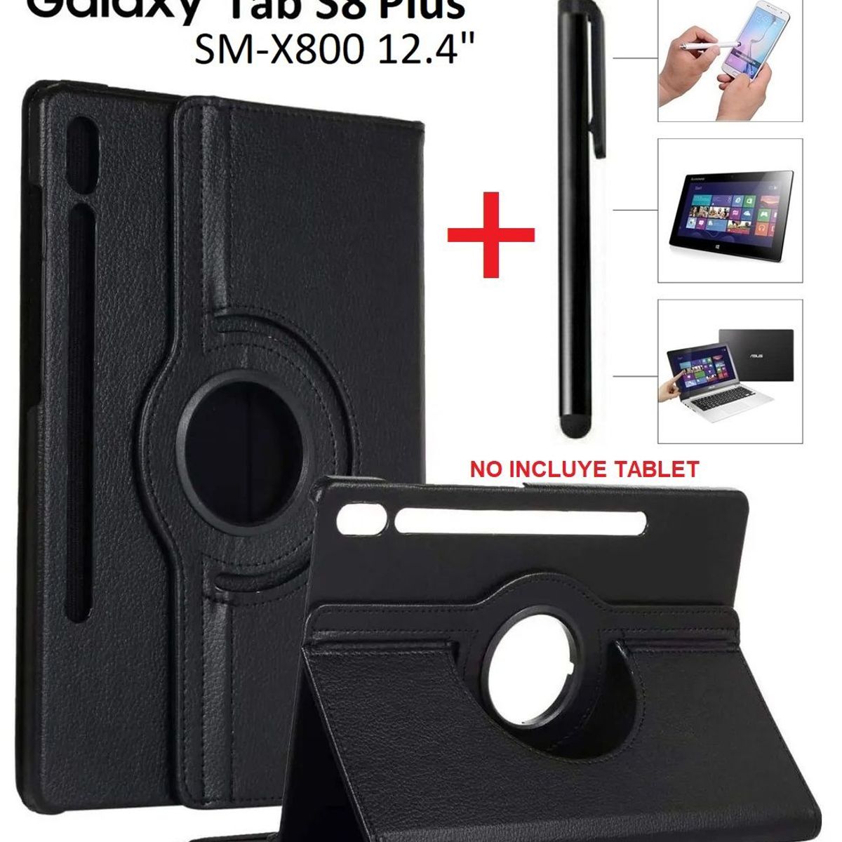 GENERICO - Funda Flip Cover + Lapiz Optico para Samsung Tab S8+ Plus 12.4 SM-X800