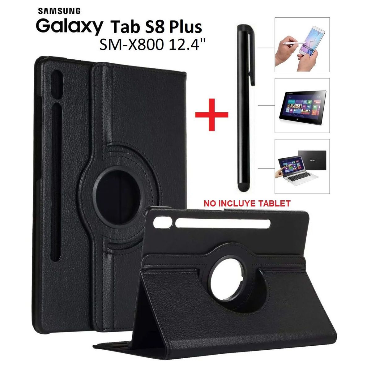 GENERICO - Funda Flip Cover + Lapiz Optico para Samsung Tab S8+ Plus 12.4 SM-X800