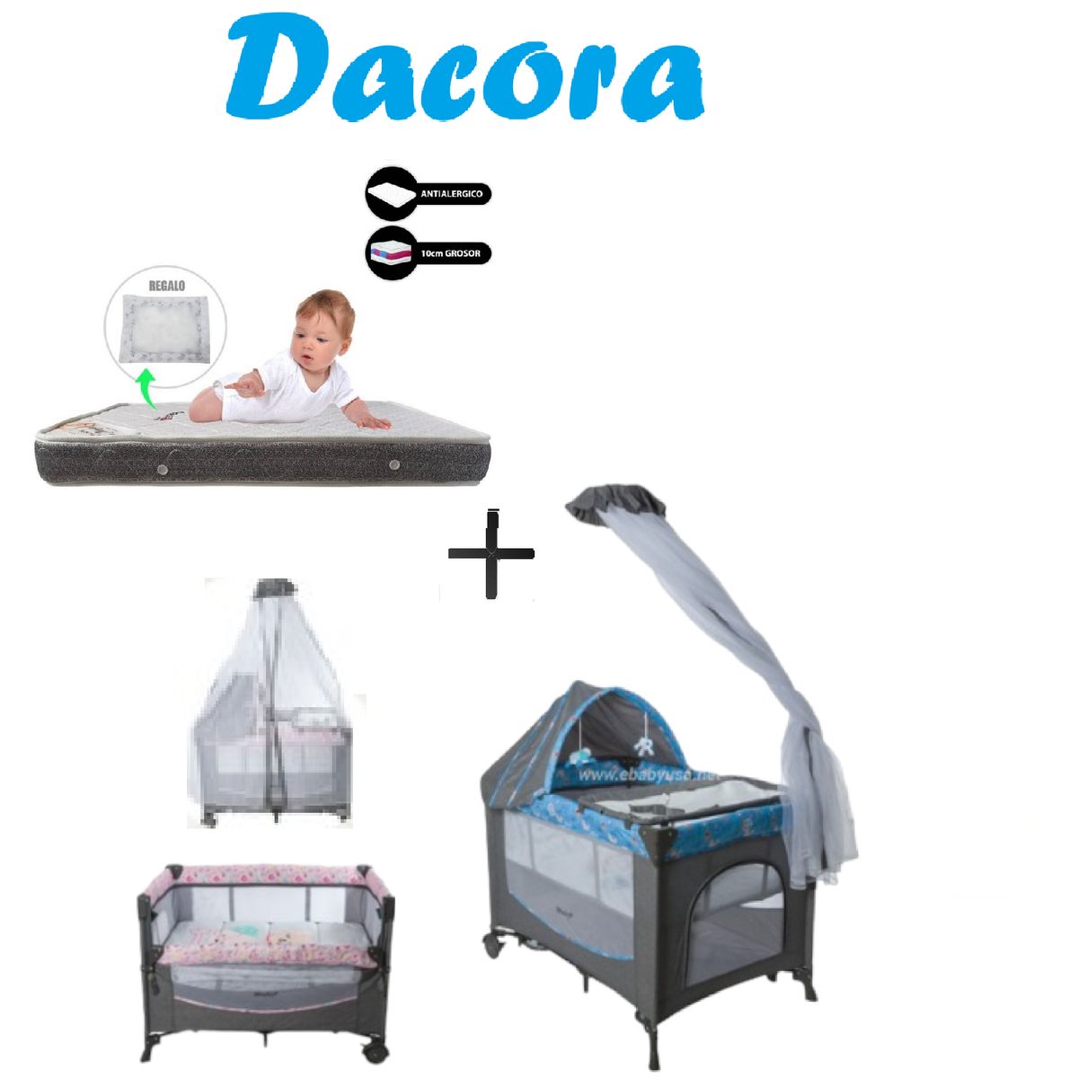 EBABY - Cuna Corral Dacora-Colchon P -Azul