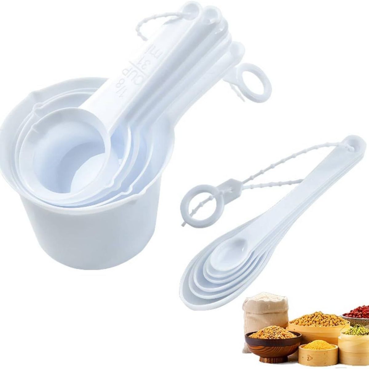 GENERICO - set de Cucharas y tazas Medidoras Para Repostería Set de 11 Pcs