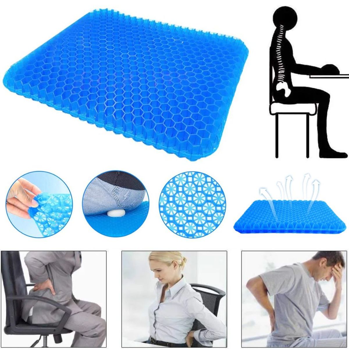 INSPIRA MARKET - Almohada asiento Cojin de Gel Alivio del del dolor de espalda y cadera