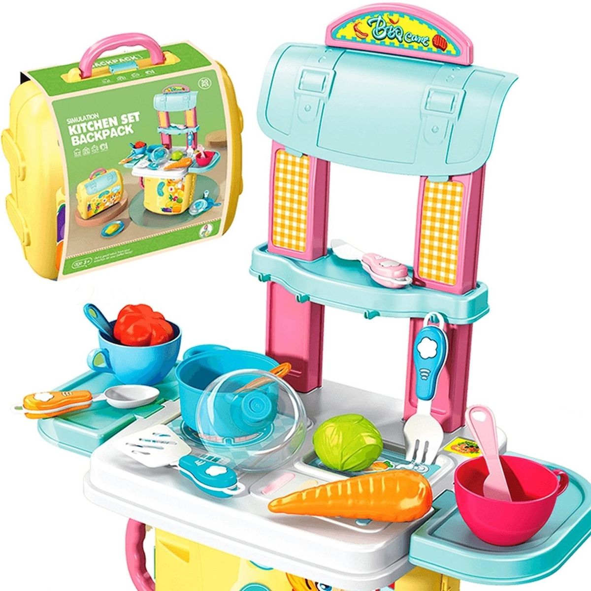 MINARI - Set de Cocina Mini Chef Juguete para Niñas Mochila 2en1 95J
