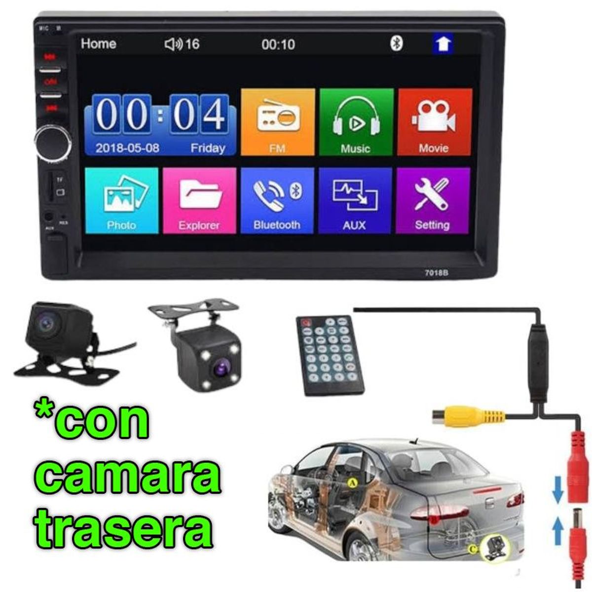 GENERICO - Autoradio MP5 Pantalla Táctil con Cámara de retroceso Bluetooth Usb