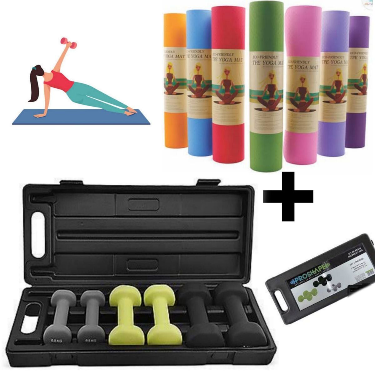 GENERICO - Set de Pesas Neopreno de 6KG  Mat de 6mm