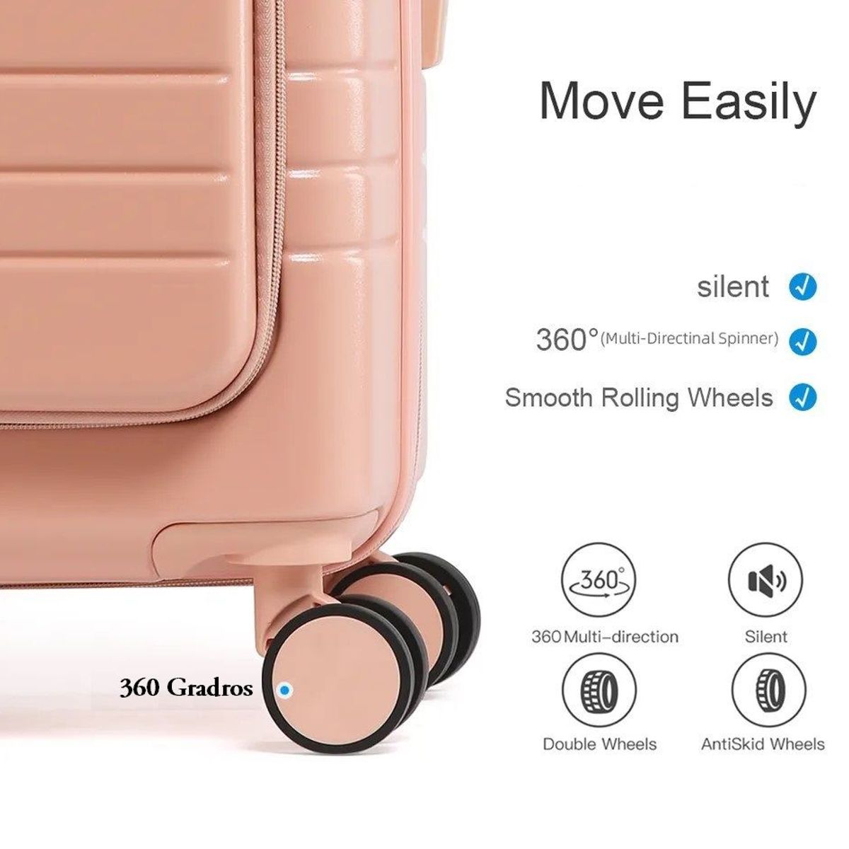 GENERICO - Maleta de Viaje Carry-On de Mano Cabinera Compartimiento Laptop Melon