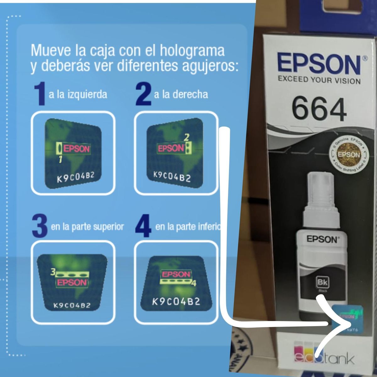 EPSON - Tinta Kit Epson T664, 4 Colores originales
