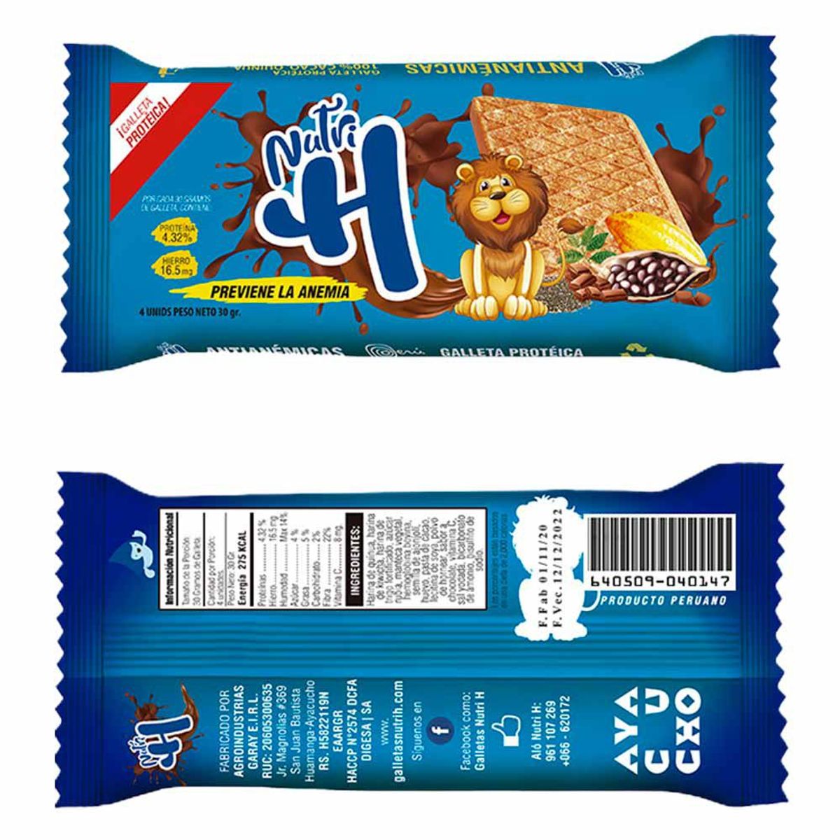 NUTRI H - Caja Galletas Nutri H Con Quinua Antianémicas 30 Unidades