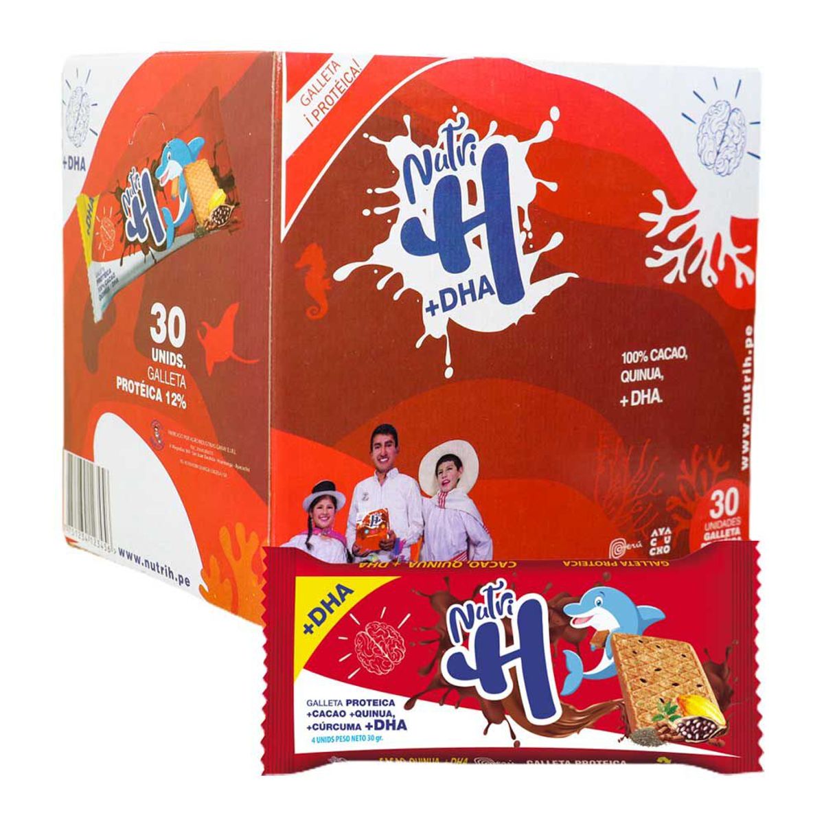 NUTRI H - Caja Galletas NutriH Con Quinua Antianémicas+Dha 30 Unidades