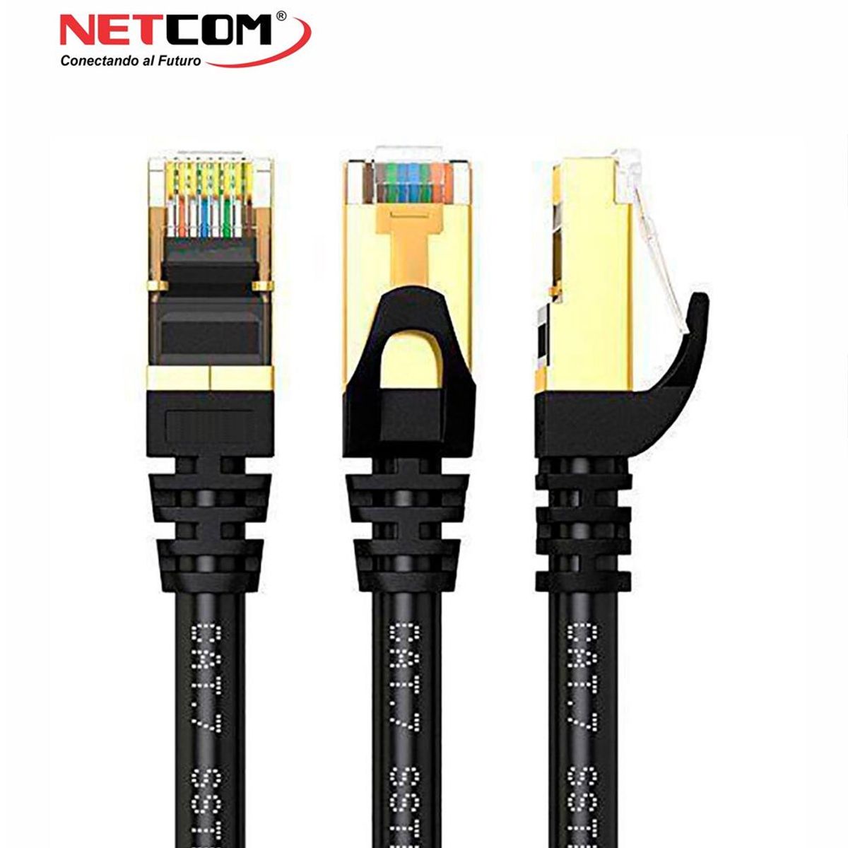 NETCOM - Cable de Red Cat 7 Netcom Rj45 10 Gbps 100 Metros Patch Cord 100%cobre
